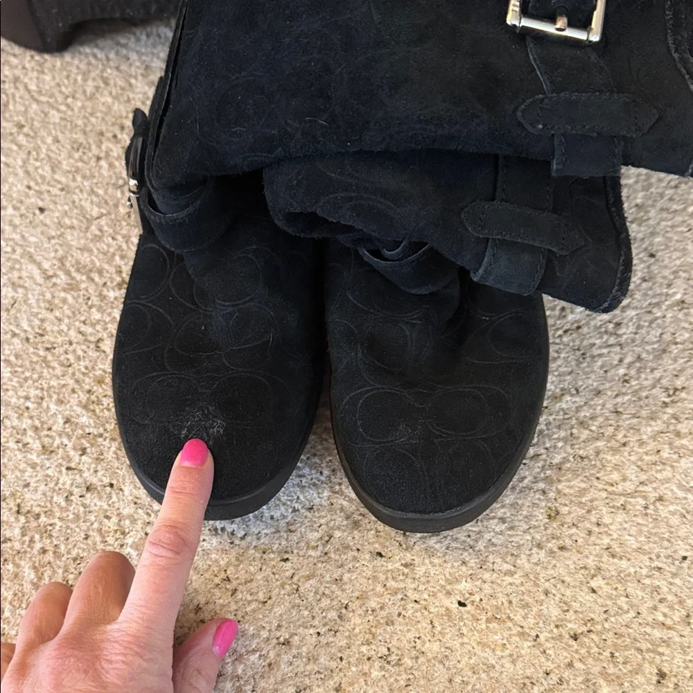 Coach Black Suede Winter Boots with Buckles